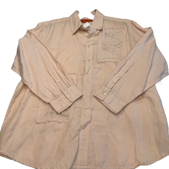 B52 Women’s Collared 1/2 Button Up Pullover Blouse Linen Tan Sz XXL NWT - Picture 2 of 12